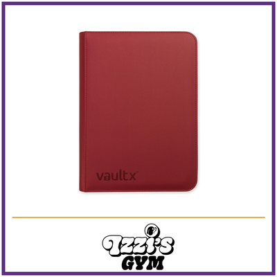 Vault X 9-Pocket Exo-Tec Zip Binder Metallic Red — Metallic Red, manufacturer front-cover photo in approved Izzi’s Gym frame