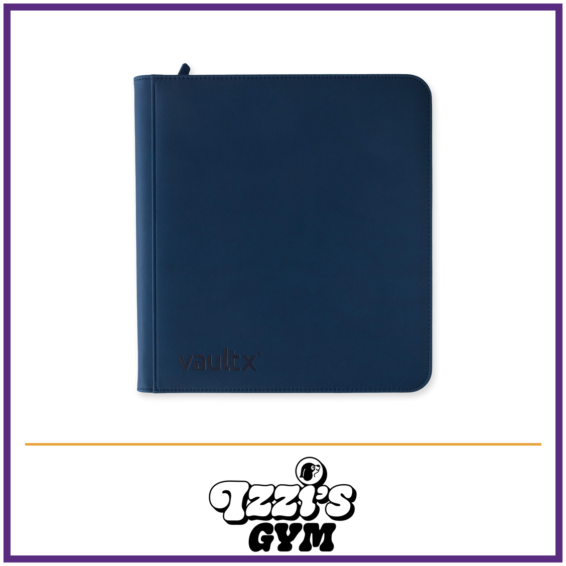 Vault X 12-Pocket Exo-Tec Zip Binder — Royal Blue, manufacturer front-cover photo in approved Izzi’s Gym frame