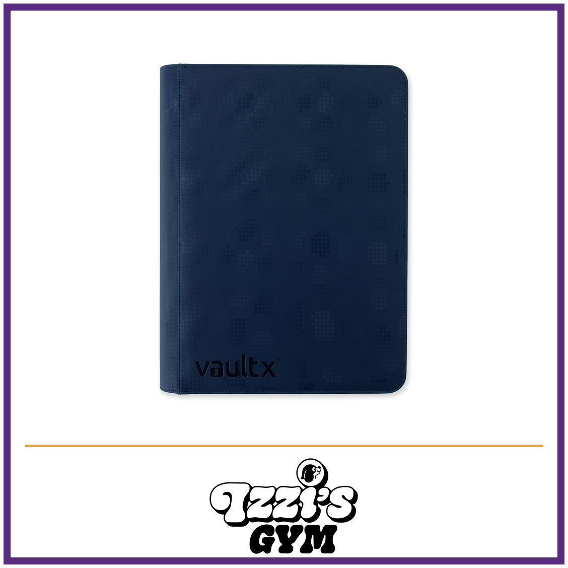 Vault X 16-Pocket Exo-Tec Zip Binder XXL — Royal Blue, manufacturer front-cover photo in approved Izzi’s Gym frame