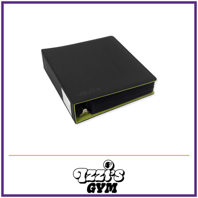 Vault X Large Exo-Tec Ring Binder — Black / Electric Green, manufacturer front-cover photo in approved Izzi’s Gym frame