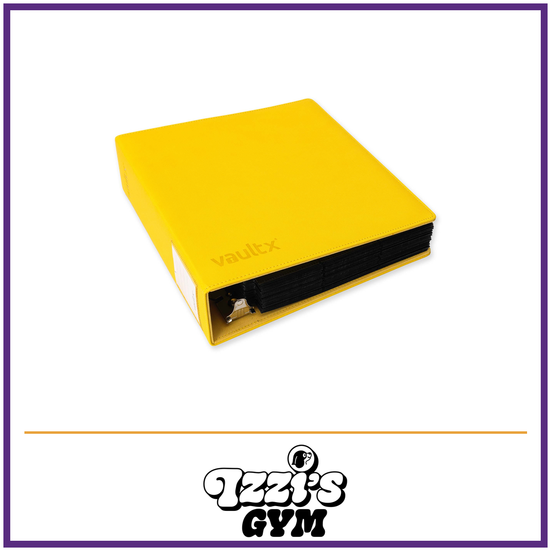 Vault X Large Exo-Tec Ring Binder — Sunrise Yellow, manufacturer front-cover photo in approved Izzi’s Gym frame