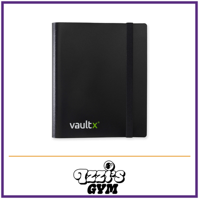 Vault X 4-Pocket Strap Binder — Black, manufacturer front-cover photo in approved Izzi’s Gym frame