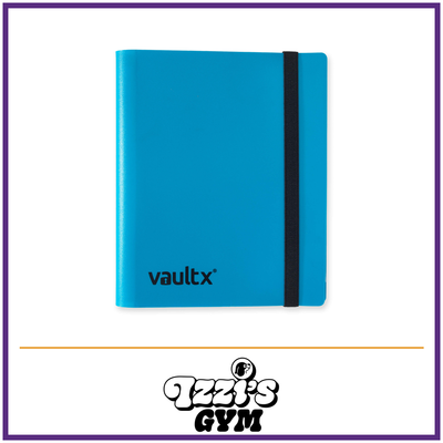 Vault X 4-Pocket Strap Binder — Blue, manufacturer front-cover photo in approved Izzi’s Gym frame