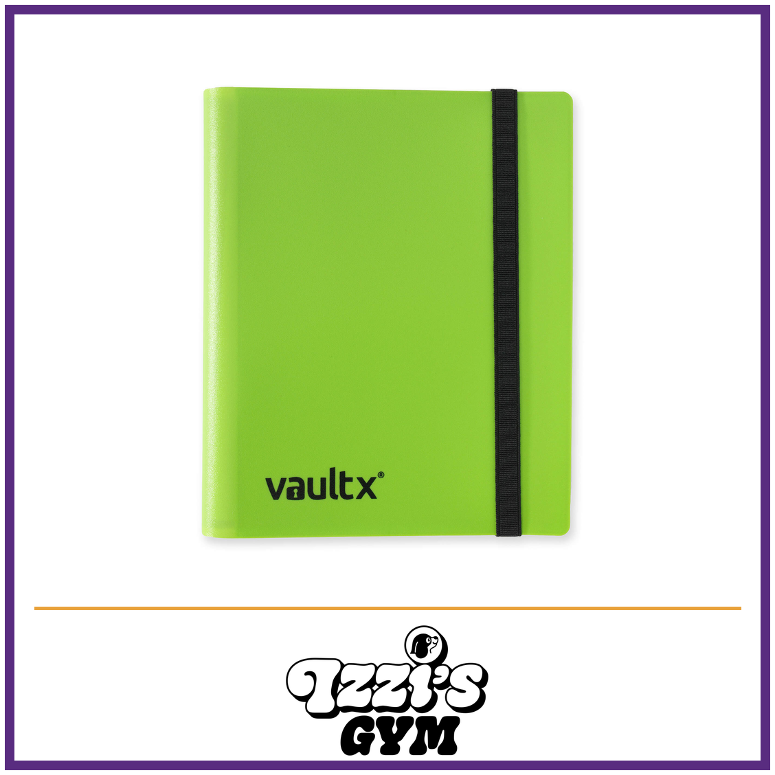 Vault X 4-Pocket Strap Binder — Green, manufacturer front-cover photo in approved Izzi’s Gym frame
