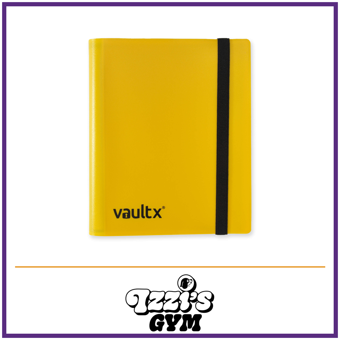 Vault X 4-Pocket Strap Binder — Yellow, manufacturer front-cover photo in approved Izzi’s Gym frame