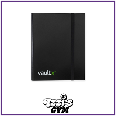Vault X 9-Pocket Strap Binder — Black, manufacturer front-cover photo in approved Izzi’s Gym frame