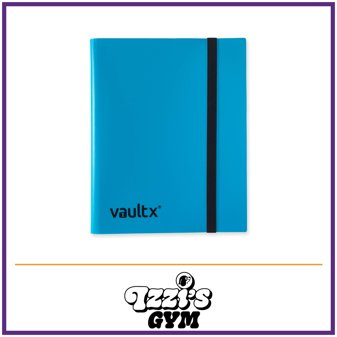 Vault X 9-Pocket Strap Binder — Blue, manufacturer front-cover photo in approved Izzi’s Gym frame