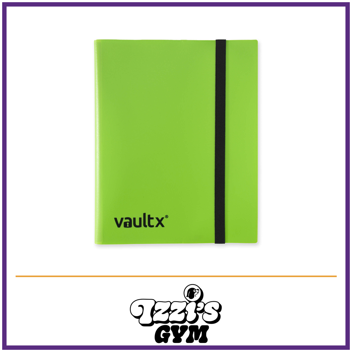 Vault X 9-Pocket Strap Binder — Green, manufacturer front-cover photo in approved Izzi’s Gym frame