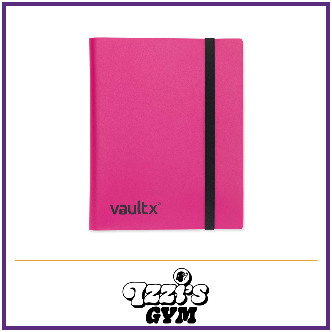 Vault X 9-Pocket Strap Binder — Pink, manufacturer front-cover photo in approved Izzi’s Gym frame