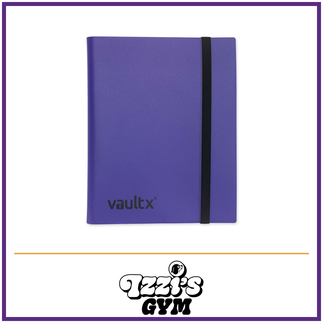 Vault X 9-Pocket Strap Binder — Purple, manufacturer front-cover photo in approved Izzi’s Gym frame