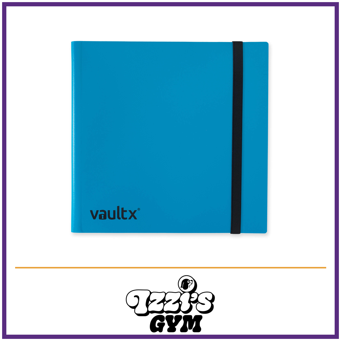 Vault X 12-Pocket Strap Binder — Blue, manufacturer front-cover photo in approved Izzi’s Gym frame