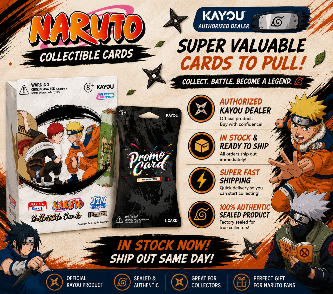 KAYOU NARUTO Smriti Collectible Card - Chapter Jin English Series 2 Box with Promo Card